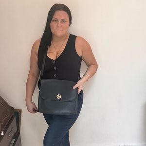 Vintage‎ Francois Marot Paris Leather Large Crossbody bag flap black